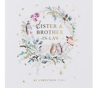 Paperlink Sister and Brother-in-Law Christmas Card - Watercolour Wreath and Barn Owls with Foil Details - Eco-Friendly and Recyclable