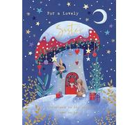 Paperlink Sister Christmas Card Wonderful - Luxury Woodland Animals Traditional Xmas Card, Blue