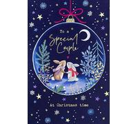 Paperlink Special Couple Christmas Card - Woodland Rabbits in Bauble with Foil Details - Eco-Friendly and Recyclable