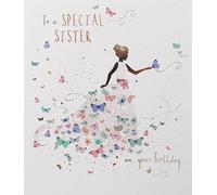 Paperlink Special Sister Birthday Card - Girl in Butterfly Dress with Foil Details - Eco-Friendly
