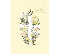 Paperlink Traditional 'Happy Easter' Card - 'Easter Blessings' - Lovely Design with Flowers and Cross