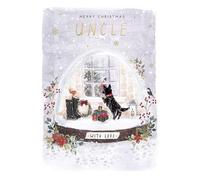 Paperlink Uncle Christmas Card - Scottie Dog in Snowglobe with Foil and Embossed Details - Eco-Friendly and Recyclable, 180 x 130 mm