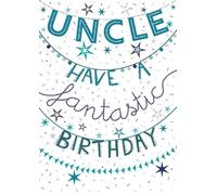 Paperlink Uncle Male Birthday Card for Men - Stars and Confetti With Silver Foil - Eco-Friendly and Recyclable