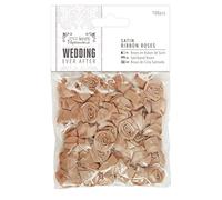 Papermania 100-Piece Wedding Satin Ribbon Roses, Antique Gold