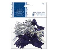 Papermania 12-Piece Large Capsule Ribbon Bow, Parisienne Blue