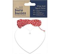 Papermania 20-Piece Bare Basics Heart Kraft Tags and Twine, White