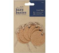 Papermania 6-Piece Bare Basics Cork Circle Tags, Brown