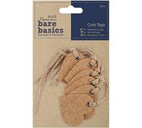 Papermania 6-Piece Bare Basics Cork Hearts Tags, Brown
