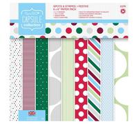 Papermania 6 x 6 Paper Pack - Capsule - Spots And Stripes Festive