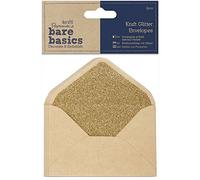 Papermania 7x 10 cm Bare Basics Kraft Glitter Envelopes, Pack of 4, Brown
