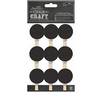 Papermania 9-Piece Chalkboard Circle Pegs, Black