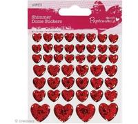 Papermania Adhesive Stones Clip Strip - Shimmer Heart Stickers (46 Pieces)