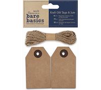 Papermania Bare Basics Kraft Tags and Jute, Cardboard Cardstock, Gift 3"x1.75"