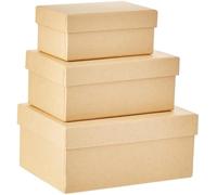 Papermania Bare Basics Rectangular Nesting Boxes, Kraft, Pack of 3, Small, Medium & Large, Card Boxes For Arts & Crafts, Hampers, Gift Box, Decorate Your Own