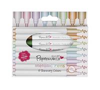 Papermania Metallic Pens, Bullet Tip, Metallics, Pack of 8, Ideal Colouring Pens for your Art Supplies, Perfect for Colouring Book and Sketch Book, Bullet Pens Art Markers