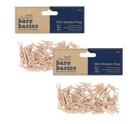 Papermania Wooden Natural Mini Pegs Pack of 100, (2 x Pack of 50) for Paper Craft, Decoration, Home Art Decor, Wedding, Tiny Craft Essentials