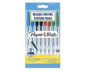 Papermate Assorted Capped Ballpoint Pens 8 Pack