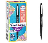 Papermate Fineliner Pen 0.8 mm Needlepoint Black Flair Pack of 12