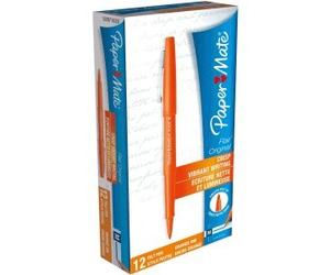 Papermate Flair Medium Bullet Tip, Orange, Round, Orange, Metal