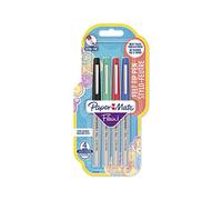 Papermate flair ultrafine felt tip black blue red green assorted colours 4 pens set