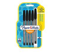 Papermate InkJoy 100 CAP 0.7mm Fine Tip Capped Ball Pen, Black, Pack of 5