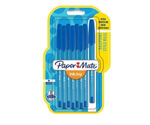 PaperMate InkJoy 100 CAP Capped Ball Pen with 1.0 mm Medium Tip - Blue, Pack of 8