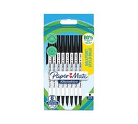 Paper Mate Kilometrico Ballpoint Pens | Long Writing with Medium Point (1.0mm) | Black Ink | 80% Recycled Plastic | 8 Count