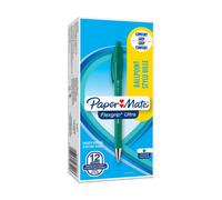 PaperMate Medium Point (1.0 mm) Flexgrip Ultra Retractable Ballpoint Pen, Green, Box of 12
