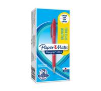 PaperMate Medium Point (1.0 mm) Flexgrip Ultra Retractable Ballpoint Pen, Red, Box of 12