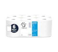 Papernet, 6 Rolls of Hand Towel, 2-Ply | (401596), Centrefeed Rolls of Pure Cellulose, 137m Each, 450 Sheets per Roll, Micro Embossing, Made in the UK