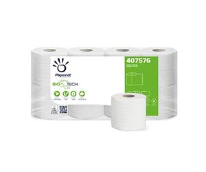 Papernet Bio Tech - Toilet Paper (407576s), 1 Pack of 8 Pure Cellulose Paper Rolls, Roll Length 28.7 m Each, Naturally Fights Pathogenic Bacteria, 2 Plies, 250 Tears of 9.6 x 11.5cm