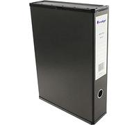 PaperOffice Foolscap Classic Box Files with 75mm Spine Lock Paper Over Board Colourful Pack (Single, Black)