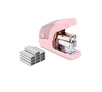 PAPERPAL Effortless Mini Stapler Set, 20 Sheet Capacity, Integrated Remover & Staple Storage, Holds 1/4" Staples, includes 1000 Staples, Lightweight, Office, School & Daily Use, Pink