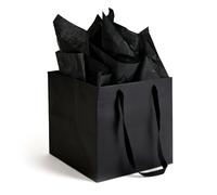 Papertide 2 Pack Large Black Cube Gift Bags 25.4x25.4x25.4cm with Tissue Paper, Big Square Gift Bags for Clothing, Shoes, Toys, Wine, Birthday Gifts, Party Favors