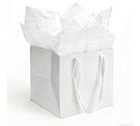 Papertide 2 Pack Large White Cube Gift Bags 25.4x25.4x25.4cm with Tissue Paper, Big Square Gift Bags for Clothing, Shoes, Toys, Wine, Birthday Gifts, Party Favors
