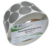 PaperXpert Fabric Adhesive Dots Silver/Grey 1 Roll of 1000 Pieces | Diameter 30 mm Round | High Performance Adhesive Dots Self-Adhesive | Closure Points & Marking Dots | Premium Brand Quality - Made