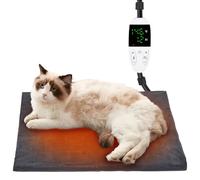 Papettly Dog Cat Heating Pad Indoor, 13 Timer Setting Constant Temperature Heated Cat Bed, 86-140°F/30-60°C Heated Pet Pad for Cats Dogs with 6Ft. Chew Resistant Cord, 19” x 19”