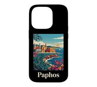 Paphos Cyprus Mediterranean Coast Retro Travel Design Case for iPhone 14 Pro