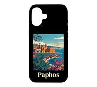 Paphos Cyprus Mediterranean Coast Retro Travel Design Case for iPhone 16