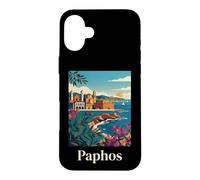 Paphos Cyprus Mediterranean Coast Retro Travel Design Case for iPhone 16 Plus