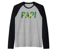 Papi Brazil Flag Vintage Brazil Flag Papi Brazil Raglan Baseball Tee