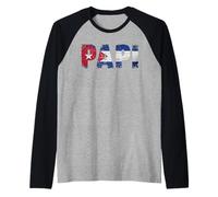 Papi Cuba Flag Vintage Distressed Graphic Cuba Papi Raglan Baseball Tee
