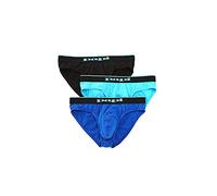 Papi Men's 3-Pack Premium Performance Cotton Stretch Brief, Black/Cobalt/Blue, Medium