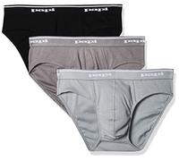 Papi Men's Cotton Low Rise Brief Pack of 3 Underwear, Black/Charcoal/Heather Grey, L