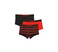 Papi Men's Stylish Brazilian Solid and Print Trunks (3-Pack of Men's Underwear), Black/Red, Medium