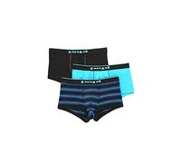 papi Men's Stylish Brazilian Solid and Print Trunks (3-Pack Underwear), Black/Turquoise, XL (Pack of 3)