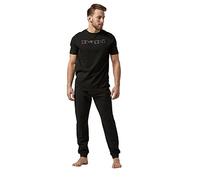 Papi Pajamas Short Sleeve Top and Long Pj Bottoms Lounge Pants Boys Men Loungewear Set, Black, L