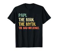 Papi The Man The Myth Bad Influence Funny Retro T-Shirt