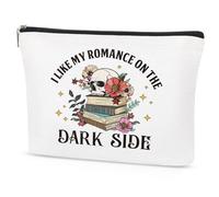 Papiailove Smutty Romance Makeup Bag, Smutty Book Lovers Gifts For Women, Spicy Book Lovers Gifts Dark Romance Merch Smutty Book Merch Smut Gifts I Like My Romance On The Dark Side, white