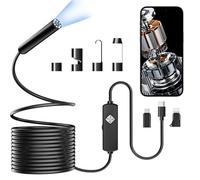 PAPIBLU Endoscope Inspection Camera, Semi-Rigid Snake Cable Endoscope, 1920P HD Dual Lens, Endoscope Camera with Light 8+1 Adjustable LED (5M-Single Lens)